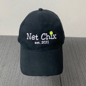 Net Chix Tennis Hat Unisex OSFA Black Soft Embroidered Strapback Cap GAMMA